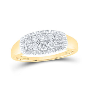 Men's Rings | 10kt Yellow Gold Mens Round Diamond Fluted Band Ring 1/2 Cttw | Splendid Jewellery GND