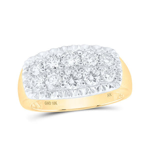 Men's Rings | 10kt Yellow Gold Mens Round Diamond Fluted Band Ring 2 Cttw | Splendid Jewellery GND