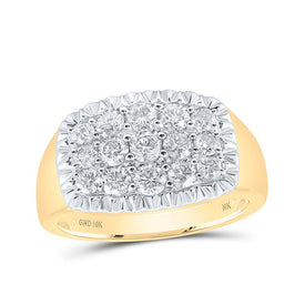 10kt Yellow Gold Men's Round Diamond Fluted Cluster Ring - Exquisite Brilliance product  Top View from Splendid Jewellery