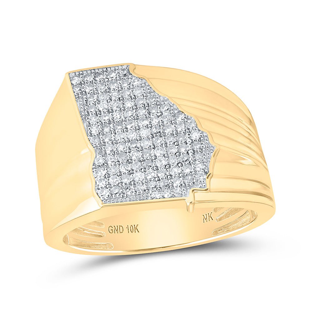 Men's Rings | 10kt Yellow Gold Mens Round Diamond Georgia Cluster Ring 1/2 Cttw | Splendid Jewellery GND