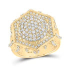 10kt Yellow Gold Mens Round Diamond Hexagon Cluster Ring - Captivating Brilliance product  Top View from Splendid Jewellery