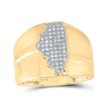 Load image into Gallery viewer, 10kt Yellow Gold Men&#39;s Round Diamond Illinois State Band Ring - 1/4 Cttw | Splendid Jewellery product  Top View from Splendid Jewellery