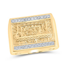 Load image into Gallery viewer, 10kt Yellow Gold Mens Last Supper Square Ring with Diamond Accents - 1/3 Cttw | Splendid Jewellery product  Top View from Splendid Jewellery
