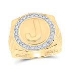 10kt Yellow Gold Mens Round Diamond Initial J Circle Ring 1/2 Cttw | Splendid Jewellery product  Top View from Splendid Jewellery