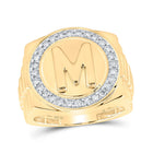 10kt Yellow Gold Men's Round Diamond Initial M Circle Ring 1/2 Cttw | Splendid Jewellery product  Top View from Splendid Jewellery