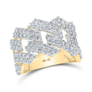 Men's Rings | 10kt Yellow Gold Mens Round Diamond Link Band Ring 2-1/3 Cttw | Splendid Jewellery GND