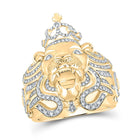 10kt Yellow Gold Men's Round Diamond Lion Face Crown Fashion Ring 3/4 Cttw product  Top View from Splendid Jewellery