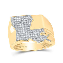 Load image into Gallery viewer, 10kt Yellow Gold Men's Round Diamond Louisiana Cluster Ring 1/2 Cttw | Exquisite Gentlemen's Jewelry product  Top View from Splendid Jewellery