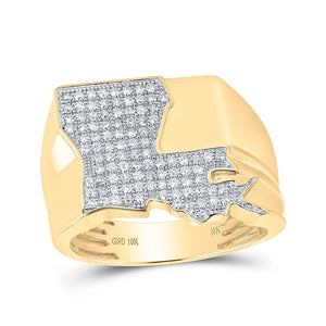 Men's Rings | 10kt Yellow Gold Mens Round Diamond Louisiana Cluster Ring 1/2 Cttw | Splendid Jewellery GND