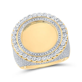 10kt Yellow Gold Men's Round Diamond Memory Circle Ring 1-1/2 Cttw | Splendid Jewellery product  Top View from Splendid Jewellery
