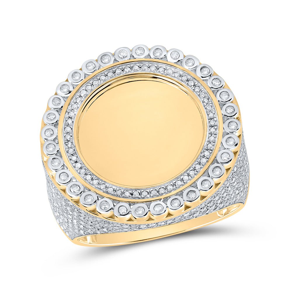 Men's Rings | 10kt Yellow Gold Mens Round Diamond Memory Circle Ring 1-1/2 Cttw | Splendid Jewellery GND