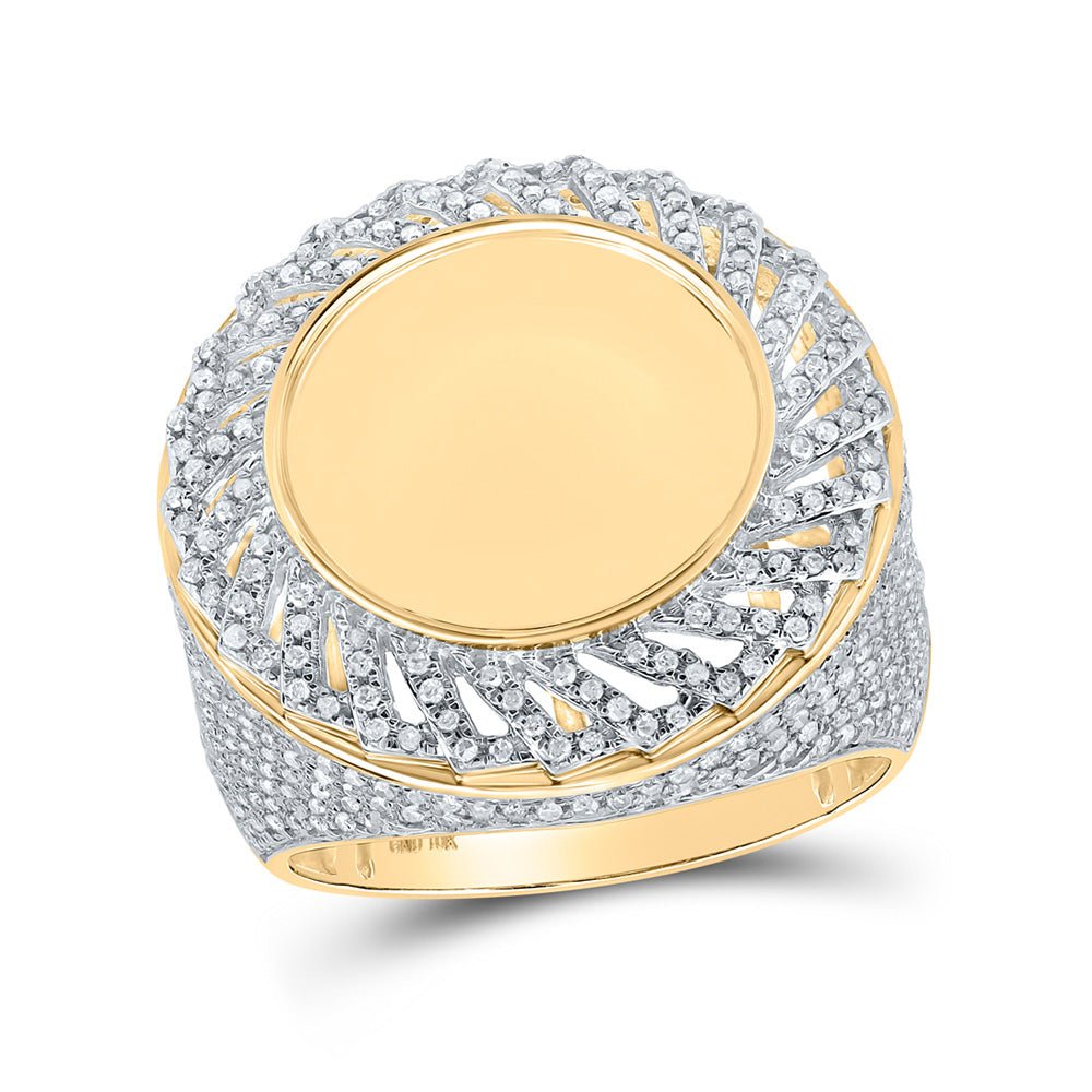 Men's Rings | 10kt Yellow Gold Mens Round Diamond Memory Circle Ring 1-5/8 Cttw | Splendid Jewellery GND