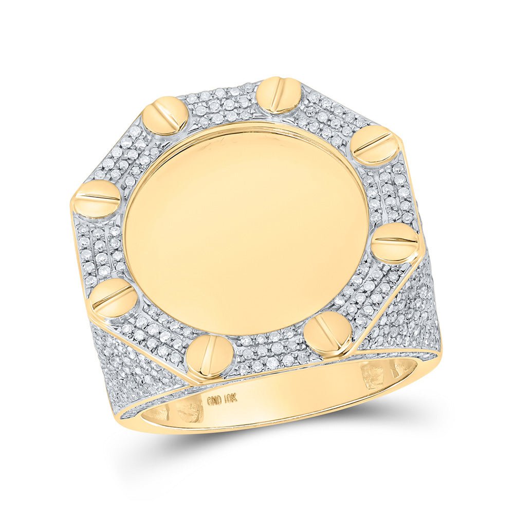 Men's Rings | 10kt Yellow Gold Mens Round Diamond Memory Circle Ring 1-5/8 Cttw | Splendid Jewellery GND