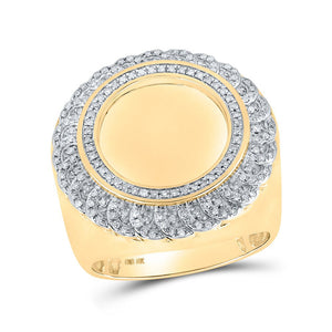 Men's Rings | 10kt Yellow Gold Mens Round Diamond Memory Circle Ring 1/2 Cttw | Splendid Jewellery GND