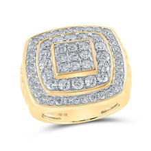 Load image into Gallery viewer, 10kt Yellow Gold Men&#39;s Nested Square Diamond Ring - 4 Cttw product  Top View from Splendid Jewellery