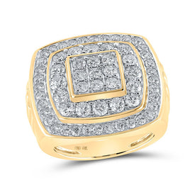 10kt Yellow Gold Men's Nested Square Diamond Ring - 4 Cttw product  Top View from Splendid Jewellery