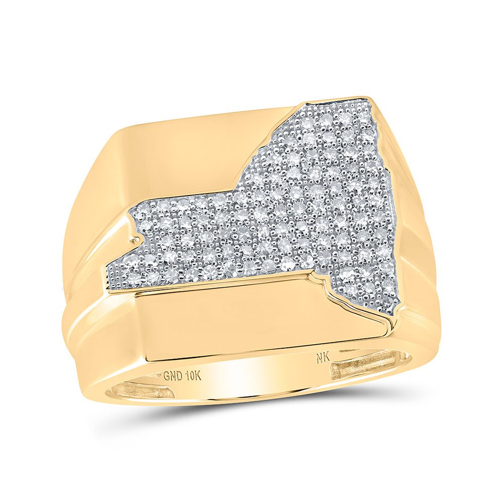 Men's Rings | 10kt Yellow Gold Mens Round Diamond New York State Band Ring 1/2 Cttw | Splendid Jewellery GND