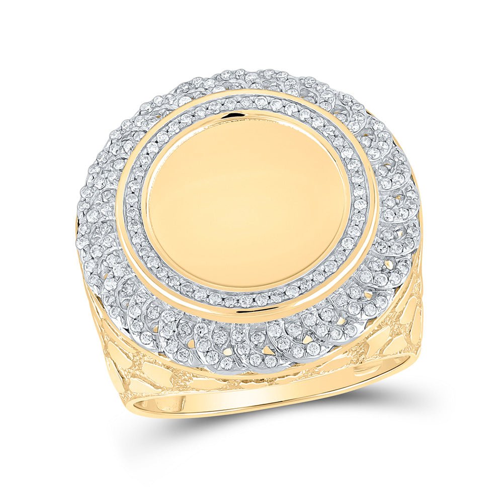 Men's Rings | 10kt Yellow Gold Mens Round Diamond Nugget Memory Circle Ring 5/8 Cttw | Splendid Jewellery GND