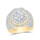 10kt Yellow Gold Men's Round Diamond Octagon Cluster Ring - Exquisite Brilliance product  Top View from Splendid Jewellery