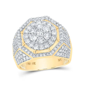 10kt Yellow Gold Men's Round Diamond Octagon Cluster Ring - Exquisite Brilliance product  Top View from Splendid Jewellery