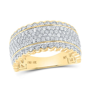 Men's Rings | 10kt Yellow Gold Mens Round Diamond Pave Band Ring 2-1/2 Cttw | Splendid Jewellery GND