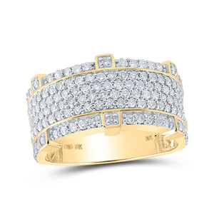 Men's Rings | 10kt Yellow Gold Mens Round Diamond Pave Band Ring 2-1/5 Cttw | Splendid Jewellery GND