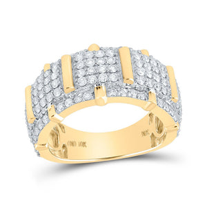 Men's Rings | 10kt Yellow Gold Mens Round Diamond Pave Band Ring 2 Cttw | Splendid Jewellery GND