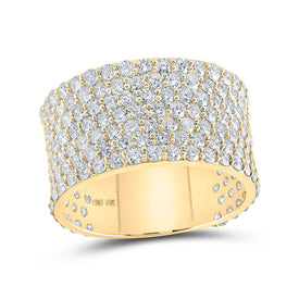 10kt Yellow Gold Men's Round Diamond Pave Band Ring - Luxurious Brilliance product  Top View from Splendid Jewellery