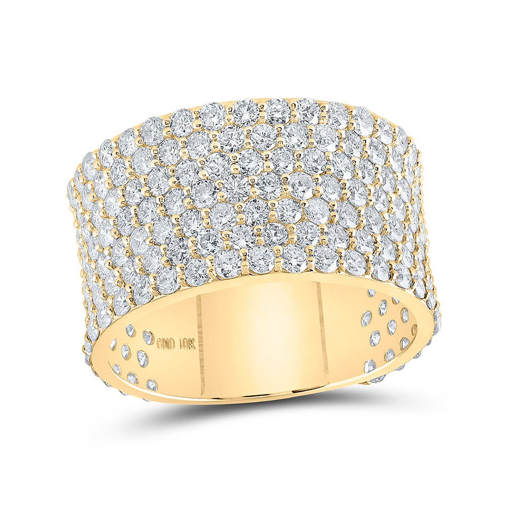 Men's Rings | 10kt Yellow Gold Mens Round Diamond Pave Band Ring 5-5/8 Cttw | Splendid Jewellery GND