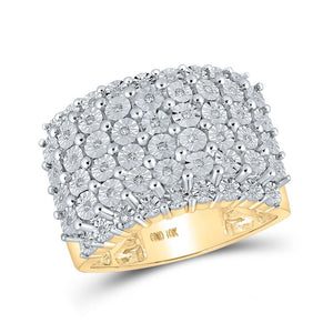 Men's Rings | 10kt Yellow Gold Mens Round Diamond Pave Big Look Band Ring 1/5 Cttw | Splendid Jewellery GND