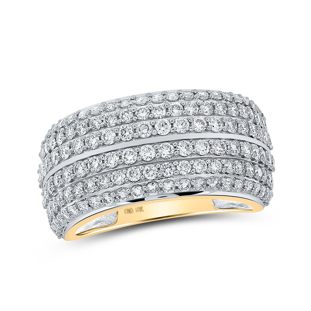 Men's Rings | 10kt Yellow Gold Mens Round Diamond Pave-set Band Ring 2-1/2 Cttw | Splendid Jewellery GND