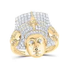 Load image into Gallery viewer, Pharaoh's Elegance: 10kt Yellow Gold Men's Diamond Fashion Ring - 1 Cttw product  Top View from Splendid Jewellery