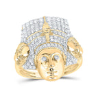 Pharaoh's Elegance: 10kt Yellow Gold Men's Diamond Fashion Ring - 1 Cttw product  Top View from Splendid Jewellery