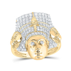Pharaoh's Elegance: 10kt Yellow Gold Men's Diamond Fashion Ring - 1 Cttw product  Top View from Splendid Jewellery