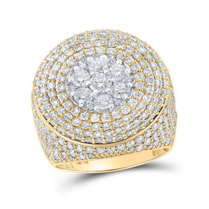 Men's Rings | 10kt Yellow Gold Mens Round Diamond Presidential Cluster Ring 6 Cttw | Splendid Jewellery GND