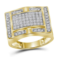 Load image into Gallery viewer, 10kt Golden Brilliance: Men&#39;s Rectangular Cluster Diamond Ring - 1/2 Cttw product  Top View from Splendid Jewellery