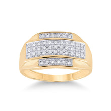 Load image into Gallery viewer, 10kt Yellow Gold Men's Diamond Cluster Ring - Striking Rectangular Design, 1/3 Cttw product  Top View from Splendid Jewellery