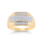10kt Yellow Gold Men's Diamond Cluster Ring - Striking Rectangular Design, 1/3 Cttw product  Top View from Splendid Jewellery