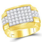 Exquisite 10kt Yellow Gold Men's Round Diamond Rectangle Cluster Ring - 3 Cttw product  Top View from Splendid Jewellery