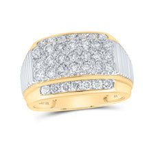 Load image into Gallery viewer, Ribbed Pave Band 2 Cttw Diamond Men's Ring in 10kt Yellow Gold by Splendid Jewellery product  Top View from Splendid Jewellery