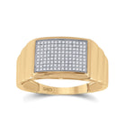 10kt Yellow Gold Mens Ribbed Rectangle Cluster Ring with 1/4 Cttw of Diamonds - A Timeless Statement of Style product  Top View from Splendid Jewellery
