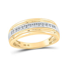 Load image into Gallery viewer, 10kt Yellow Gold Men's Round Diamond Single Row Band Ring 1/4 Cttw | Exquisite Gentlemen's Jewel product  Top View from Splendid Jewellery