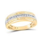 10kt Yellow Gold Men's Round Diamond Single Row Band Ring 1/4 Cttw | Exquisite Gentlemen's Jewel product  Top View from Splendid Jewellery