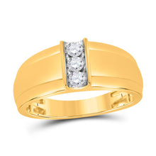 Load image into Gallery viewer, 10kt Yellow Gold Men&#39;s Round Diamond Single Row Band Ring 1/4 Cttw - A Brilliant Statement of Masculine Elegance product  Top View from Splendid Jewellery