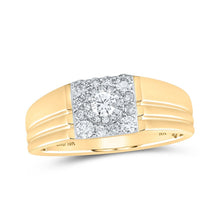 Load image into Gallery viewer, 10kt Golden Brilliance: Men&#39;s Round Diamond Solitaire Band Ring 1/2 Cttw product  Top View from Splendid Jewellery