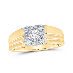Men's Rings | 10kt Yellow Gold Mens Round Diamond Solitaire Band Ring 1/2 Cttw | Splendid Jewellery GND