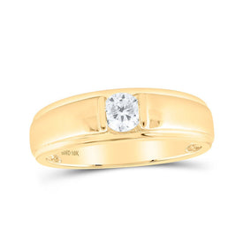 10kt Yellow Gold Men's Diamond Solitaire Band Ring - Luxurious Elegance product  Top View from Splendid Jewellery