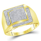 10kt Yellow Gold Mens Round Diamond Square Cluster Ring 1/2 Cttw | Exquisite Mens Diamond Cluster Ring in Yellow Gold product  Top View from Splendid Jewellery