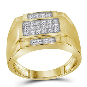 Men's Rings | 10kt Yellow Gold Mens Round Diamond Square Cluster Ring 1/2 Cttw | Splendid Jewellery GND