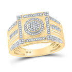 10kt Yellow Gold Men's Round Diamond Square Cluster Ring 1/2 Cttw - Exquisite Brilliance product  Top View from Splendid Jewellery